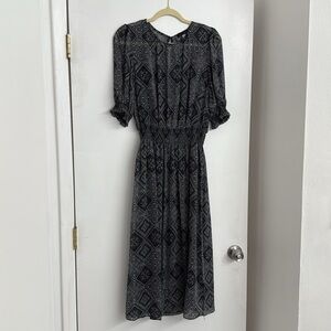 Tommy Hilfiger Black and Gray Bishop Sleeve Sundress